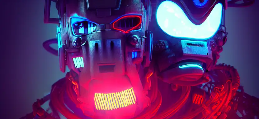 cyber punk, oni mask, 3 d render beeple, portrait, japanese neon red kanji, male anime character, unreal engine render, intricate abstract, sparking hornwort, broken robot, intricate artwork, beeple, octane render, epcot, shadows of colossus, glitch art, glitchcore, organic, forest druid, hellscape, futurescape, trending on artstation, greg rutkowski very coherent symmetrical artwork. cinematic, key art, hyper realism, high detail, octane render, 8 k, iridescent accents, albedo from overlord, the library of gems, intricate abstract. intricate artwork, by tooth wu, wlop, beeple, dan mumford. concept art, octane render, trending on artstation, greg rutkowski very coherent symmetrical artwork. cinematic, key art, hyper realism, high detail, octane render, 8 k, iridescent accents