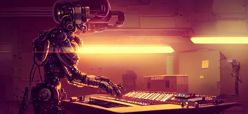 "cybernetic soldier working on a rusting tape machine robot, cinematic lighting, detailed, cell shaded, 4 k, warm colours, concept art, by wlop, ilya kuvshinov, artgerm, krenz cushart, greg rutkowski, pixiv. cinematic dramatic atmosphere, sharp focus, volumetric lighting, cinematic lighting, studio quality" -s50 -W832 -H416 -C12.0 -Ak_lms -S1092166059