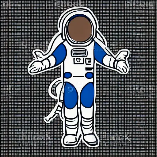 astronaut die cut sticker, simple vector art