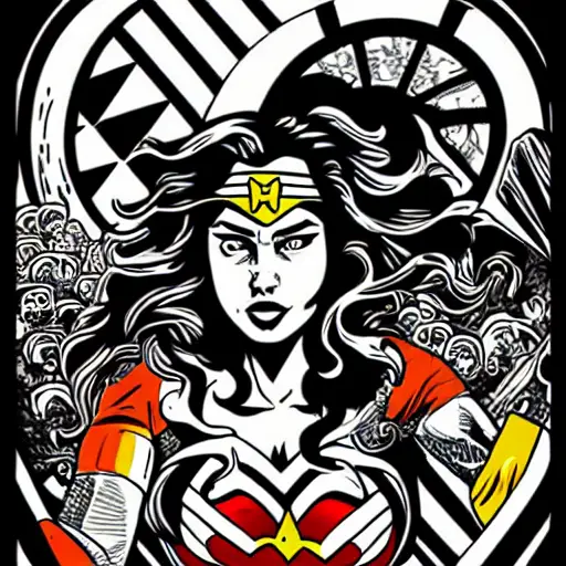 colorful!!!!!!!, mcbess poster , wonder woman saving the earth