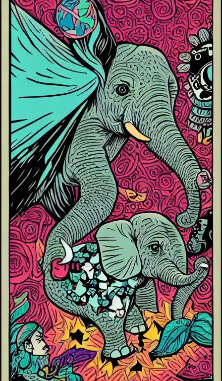 colorful!!!!!!!, mcbess poster , diamond elephant saving the earth