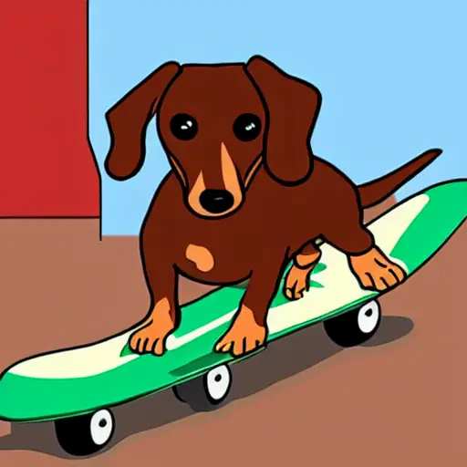 dachshund skateboard cartoon