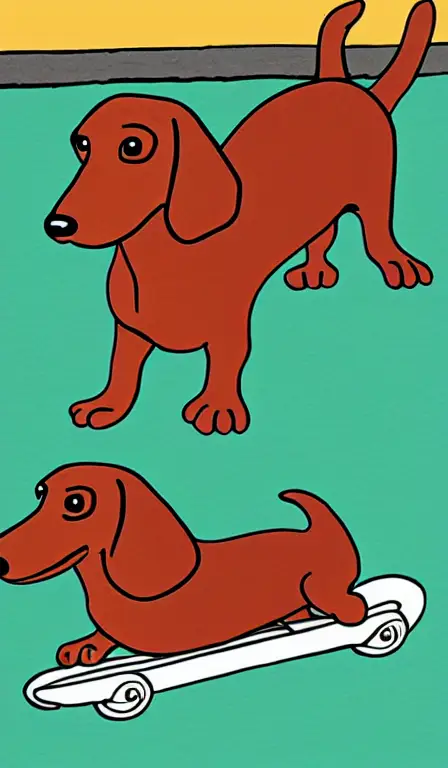 dachshund skateboard cartoon