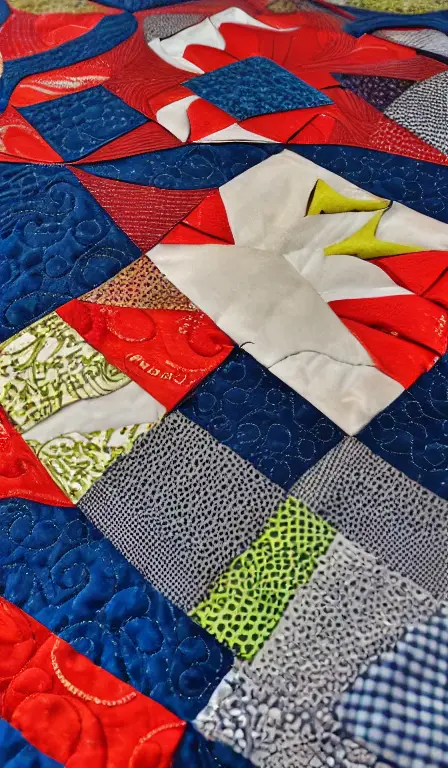 assembling puzzle of a quilt, realistic, studio lighting