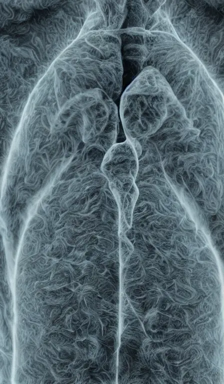 A real lung ct scan, medical image, highly detailed, sharp focus, made of fluffy hyperrealistic yarn realistic