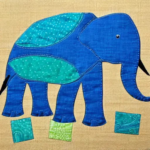 Create a piece of artwork featuring a blue elephant, using materials and techniques that reflect your wife