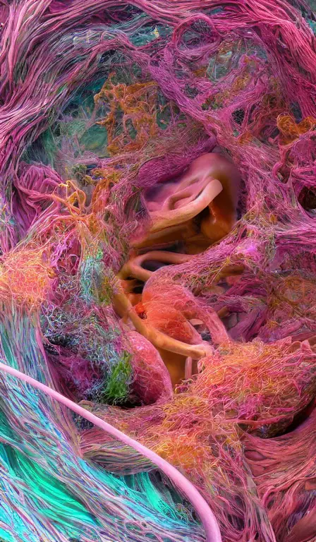 Detailed rendering of a cancer growing in a lung and digital dynamic painting of zingiber officinale rhizome falling all around, vibrant and vivid, smooth, soft, dark, bright, heavenly, elegant, swirls, twirling, twisted, cinematic, unreal, high contrast, hdr, 4k, artstation, cgsociety, magical, mystical, mystifying, obscure, perplexing, zbrush, octane, hyperrealistic, duotone